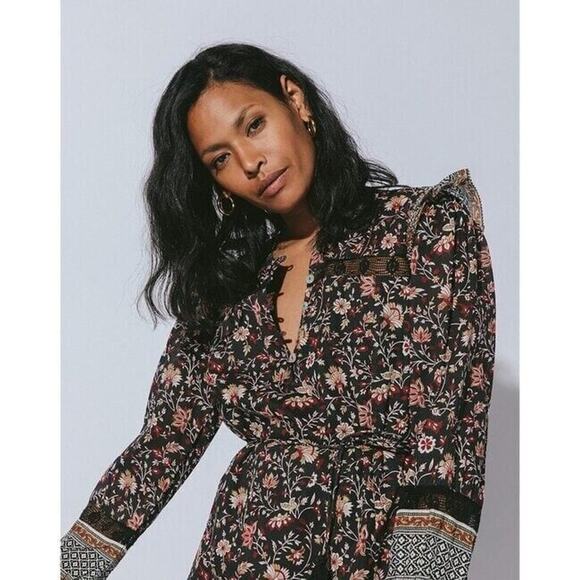 NWT Cleobella Lotus Midi Dress Lolita Block Print Long Sleeve Cotton Lin… - Picture 8 of 8